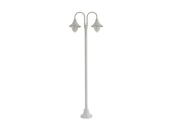 Lindby Mastleuchte Außen Laterne Madea 10034012 Spritzwassergeschützt Modern in Weiß aus Aluminium 2-flammig E27