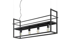 Lindby Pendelleuchte Grisela 9626896 Modern in Schwarz aus Metall 4-flammig E27 Wohnzimmerleuchte* Regale Schwarz