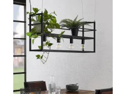 Lindby Pendelleuchte Grisela 9626896 Modern in Schwarz aus Metall 4-flammig E27 Wohnzimmerleuchte* Regale Schwarz