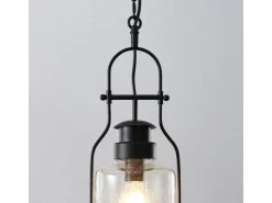 Lindby Pendelleuchte Laterne Rozalie 9624814 Retro Vintage Antik in Schwarz aus Metall 1-flammig E27 Flurleuchte