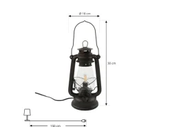 Lindby Tischlampe Laterne Raisa 9624812 Retro Vintage Antik in Braun aus Metall 1-flammig E14 Wohnzimmerleuchte