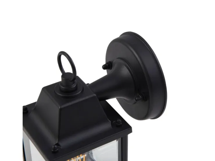 Lindby Wandleuchte Außen Laterne Rurik 10025848 Spritzwassergeschützt Landhaus Vintage Rustikal in Schwarz aus Aluminium 1-flammig E27* Laternen
