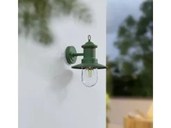 Lindby Wandleuchte Außen Laterne Eloretta 10025907 Spritzwassergeschützt Landhaus Vintage Rustikal in Grün aus Metall 1-flammig E27