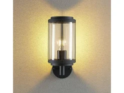 Lindby Wandleuchte Außen Laterne Ojali 9926007 Spritzwassergeschützt Modern in Schwarz aus Aluminium 1-flammig E27