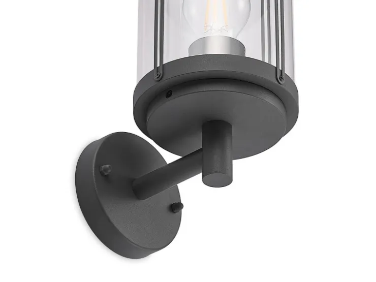 Lindby Wandleuchte Außen Laterne Ojali 9926007 Spritzwassergeschützt Modern in Schwarz aus Aluminium 1-flammig E27