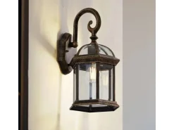 Lindby Wandleuchte Außen Laterne Adelisa 10025849 Spritzwassergeschützt Landhaus Vintage Rustikal in Bronze aus Aluminium 1-flammig E27