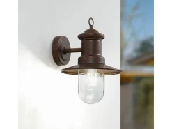 Lindby Wandleuchte Außen Laterne Eloretta 10025908 Spritzwassergeschützt Landhaus Vintage Rustikal in Braun aus Metall 1-flammig E27* Laternen