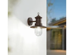 Lindby Wandleuchte Außen Laterne Eloretta 10025908 Spritzwassergeschützt Landhaus Vintage Rustikal in Braun aus Metall 1-flammig E27* Laternen