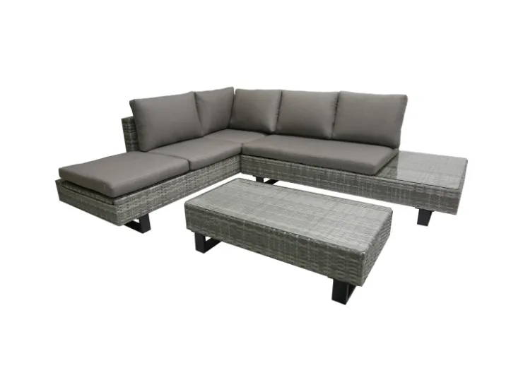 Garden Pleasure Lounge-Eckgruppe Cadiz 3-teilig Grau