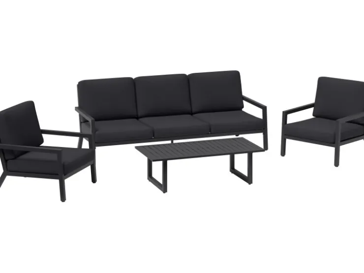 Lounge-Gruppe Springtown 4-teilig Aluminium Schwarz-Dunkelgrau* Sessel