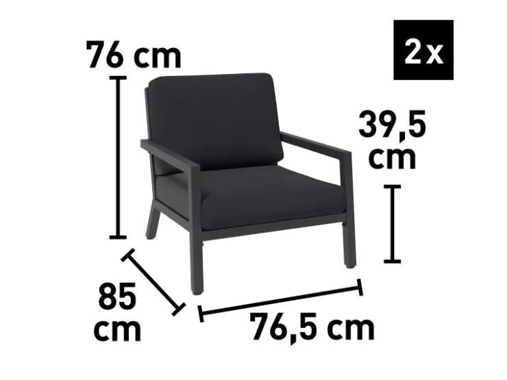 Lounge-Gruppe Springtown 4-teilig Aluminium Schwarz-Dunkelgrau* Sessel
