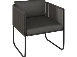 Lounge-Set Fullerton 3-teilig Wicker Stahl Anthrazit-Grau* Kissen|Sessel