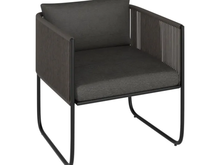 Lounge-Set Fullerton 3-teilig Wicker Stahl Anthrazit-Grau* Kissen|Sessel