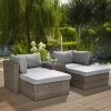 Lounge-Set Olea 5-teilig aus Polyrattan Sand* Kissen|Hocker