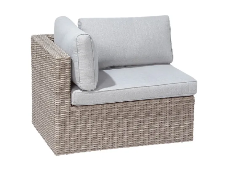 Lounge-Set Olea 5-teilig aus Polyrattan Sand* Kissen|Hocker