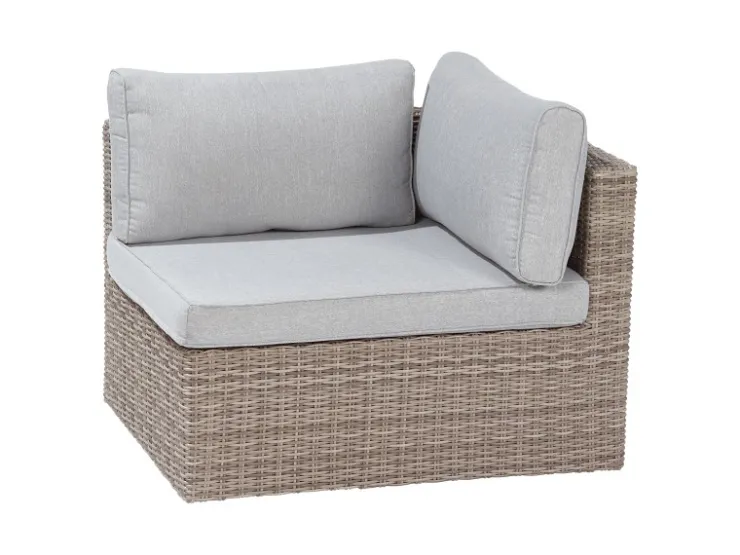 Lounge-Set Olea 5-teilig aus Polyrattan Sand* Kissen|Hocker