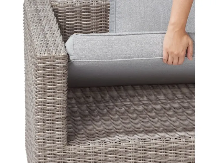 Lounge-Set Olea 5-teilig aus Polyrattan Sand* Kissen|Hocker