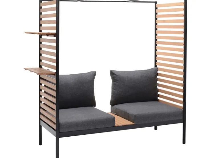 Lounge-Set Skipton 2-teilig mit Hocker Teakholz -Anthrazit* Hocker