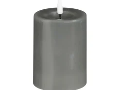 Luca Lighting Kerze Grau 10 cm x 7,5 cm LED mit Timer Warm Weiß