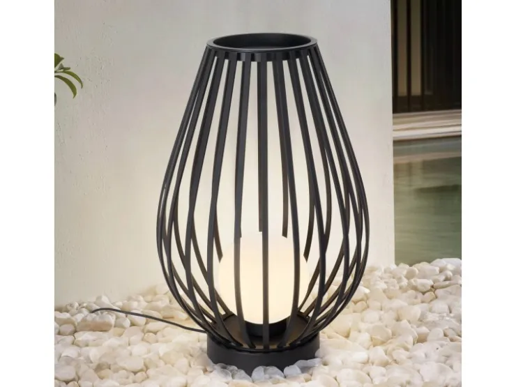 Lucande Laterne Marrin 10025952 Spritzwassergeschützt Modern in Schwarz aus Metall 1-flammig E27* Laternen