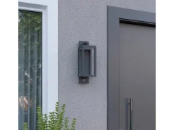 Lucande LED Wandleuchte Außen Laterne Ferdinand 9619150 mit Bewegungsmelder Spritzwassergeschützt Modern in Alu aus Aluminium 1-flammig