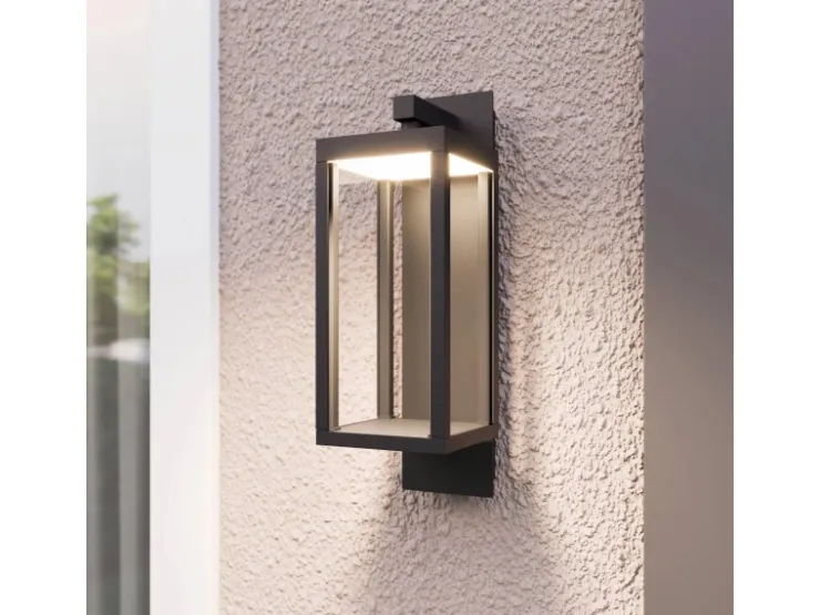 Lucande LED Wandleuchte Außen Laterne Ferdinand 9619149 Spritzwassergeschützt Modern in Alu aus Aluminium 1-flammig