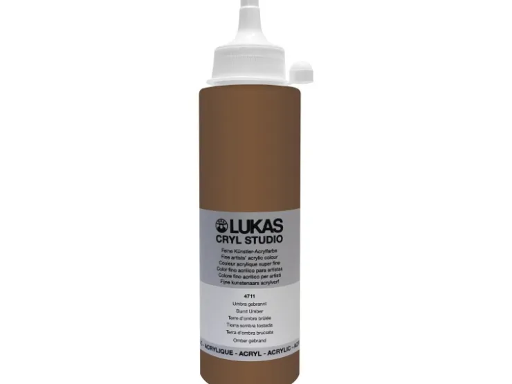 Lukas Cryl Studio Acrylfarbe Plastikflasche Umbra gebrannt 250ml