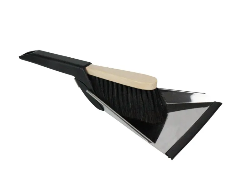 LUX-TOOLS LUX Edelstahl-Kehrgarnitur Handfeger Holz mit Lippe