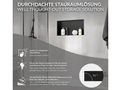 LuxeBath Wandnische aus Edelstahl 60x30x10 cm Schwarz Duschnische Einbauregal