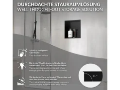 LuxeBath Wandnische aus Edelstahl 30x30x10 cm Schwarz Duschnische mit Rahmen