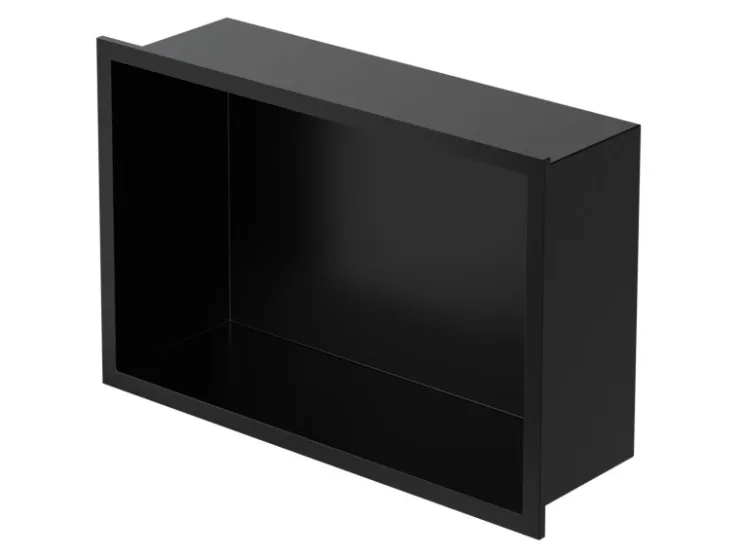 LuxeBath Wandnische aus Edelstahl 20x30x10 cm Schwarz Duschnische mit Rahmen