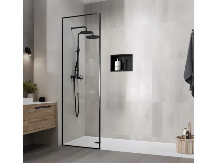LuxeBath Wandnische aus Edelstahl 20x30x10 cm Schwarz Duschnische mit Rahmen