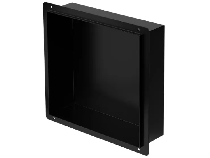 LuxeBath Wandnische aus Edelstahl 30x30x10 cm Schwarz Duschnische Einbauregal* Regale Schwarz
