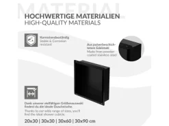 LuxeBath Wandnische aus Edelstahl 30x30x10 cm Schwarz Duschnische Einbauregal* Regale Schwarz