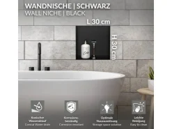 LuxeBath Wandnische aus Edelstahl 30x30x10 cm Schwarz Duschnische Einbauregal* Regale Schwarz