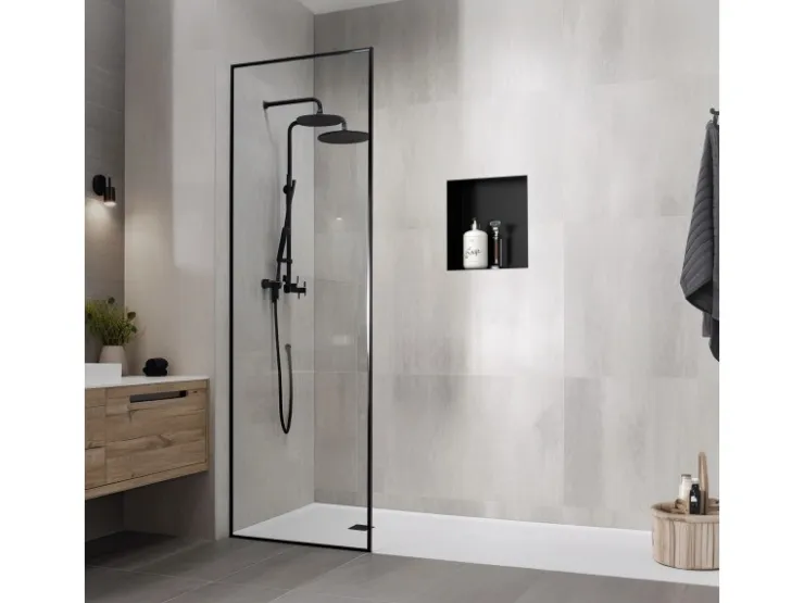 LuxeBath Wandnische aus Edelstahl 30x30x10 cm Schwarz Duschnische Einbauregal* Regale Schwarz