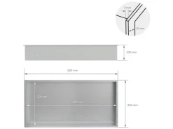 LuxeBath Wandnische Edelstahl 60x30x10 cm Silber Duschnische Rahmen Einbauregal* Wandregale