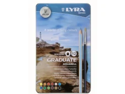 Lyra Graduate Aquarellstifte Ø 33mm Mine und 1x Pinsel verschiedene Farben 12 St