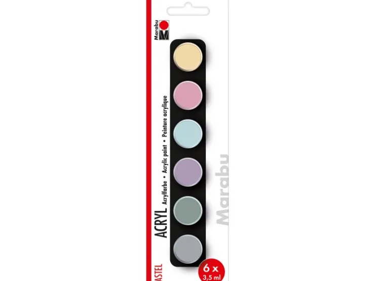 Marabu Acrylfarben-Set Pastel 6 x 35 ml* Schablonieren