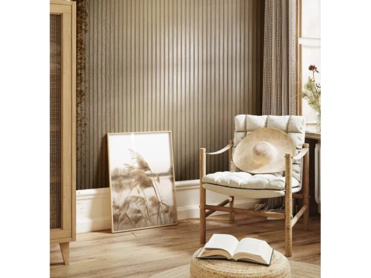 Marburg Vliestapete Akustikpaneel-Muster Metalloptik 10,05 m x 0,53 m Gold* Dekorative Tapeten