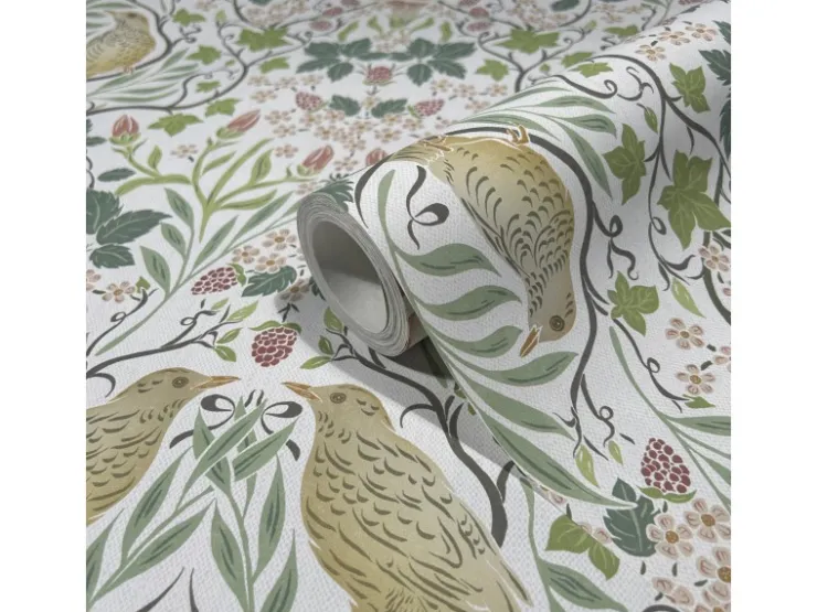 Marburg Vliestapete Blätter und Vögel Floral Modern 10,05 m x 0,53 m Weiß-Grün* Tapetenmuster