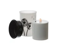 MARELIDA LED Grablichter Grabkerzen Pusteblume Friedhof Trauer Gedenklicht 12cm 2er Set* Kerzen