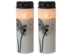 MARELIDA LED Grablichter Grabkerzen Pusteblume Friedhof Trauer Gedenklicht 21cm 2er Set* Kerzen