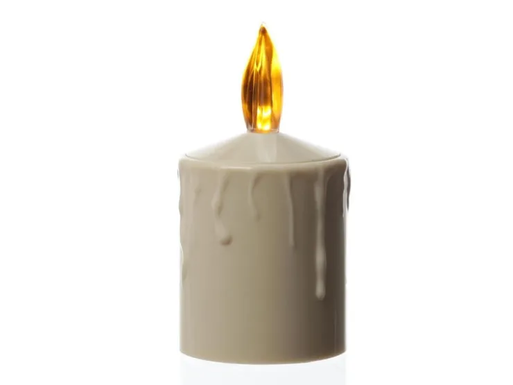 MARELIDA LED Kerze Grabkerze Grablicht Für Laternen H 11,5cm Lichtsensor Bis 500h Beige