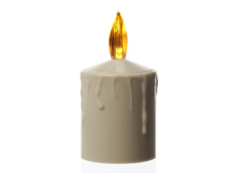 MARELIDA LED Kerze Grabkerze Grablicht Für Laternen H 11,5cm Lichtsensor Bis 500h Beige