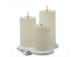 MARELIDA LED Kerzenset LISA Rustik Optik Echtwachskerzen Wiederaufladbar Creme 3er Set* Kerzen