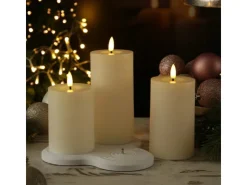 MARELIDA LED Kerzenset LISA Rustik Optik Echtwachskerzen Wiederaufladbar Creme 3er Set* Kerzen