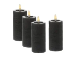 MARELIDA LED Kerzenset LINA Rustik Optik Für Adventskranz H 12,5cm Timer Grau 4er Set* Kerzen
