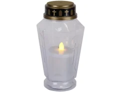 MARELIDA LED Novenkerze Serene Grabkerze Grablicht Für Grableuchte Flackernd 1000h Weiß