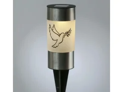 MARELIDA LED Solar Grablichter Grabkerzen Taube Erdspieß Grableuchte Gedenkkerze 2er Set